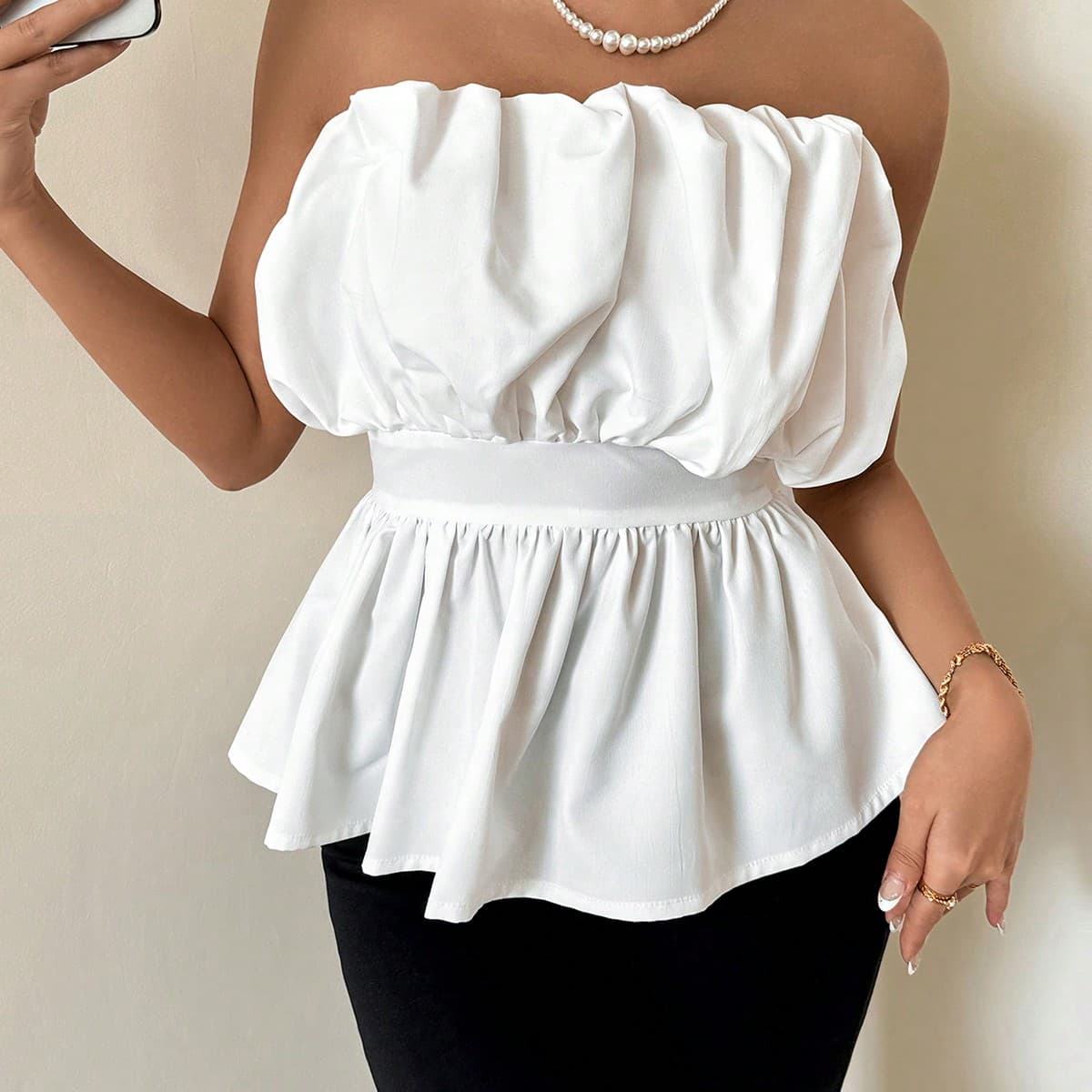 Robe bandeau 3D élégante et minimaliste pour dames, adaptée pour les mariages/engagements, les concerts/festivals et les remises de diplômes