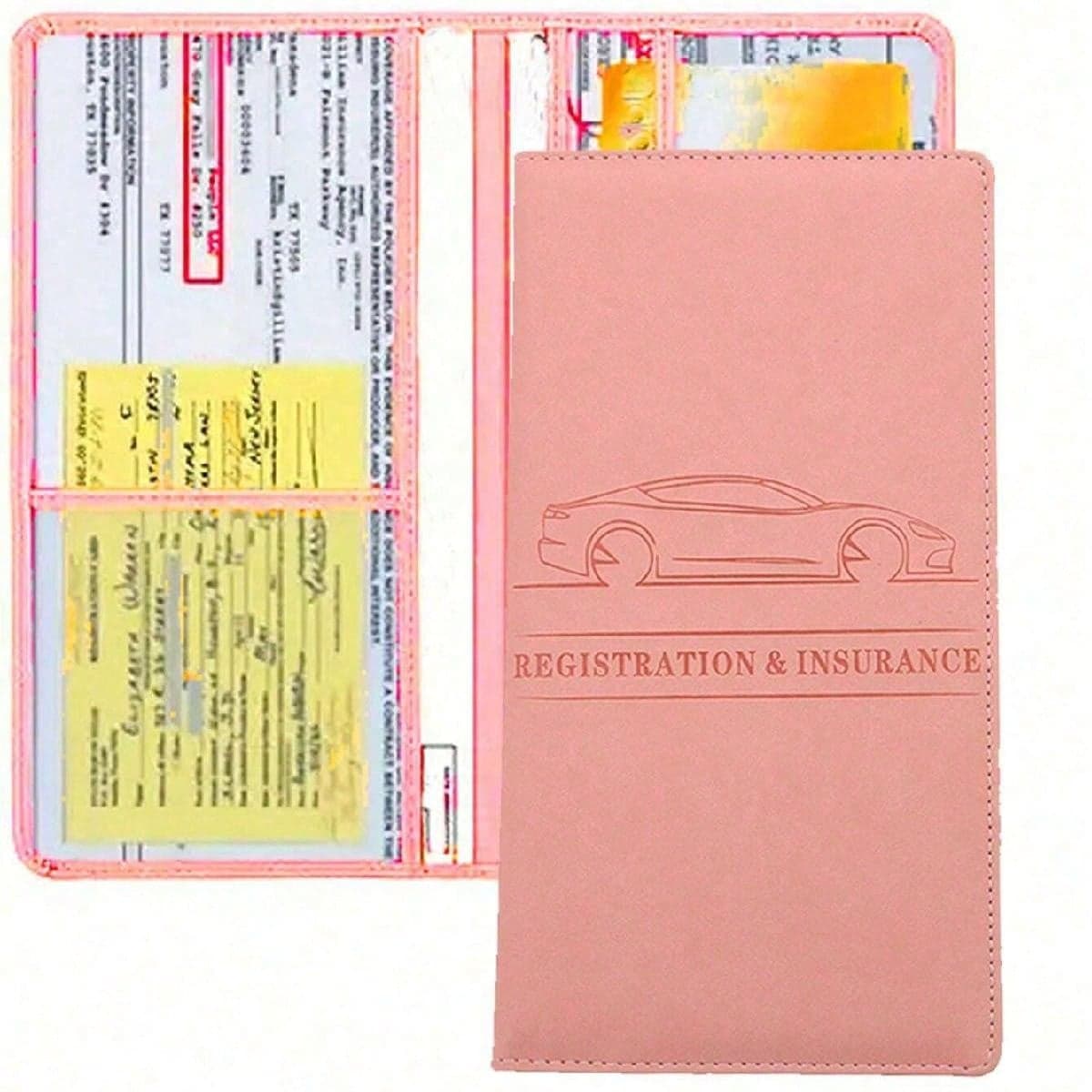 1 pièce Premium PU Protecteur de document de données d'assurance automobile et porte-cartes de visite, 1 pièce Portefeuille en PU pour permis de