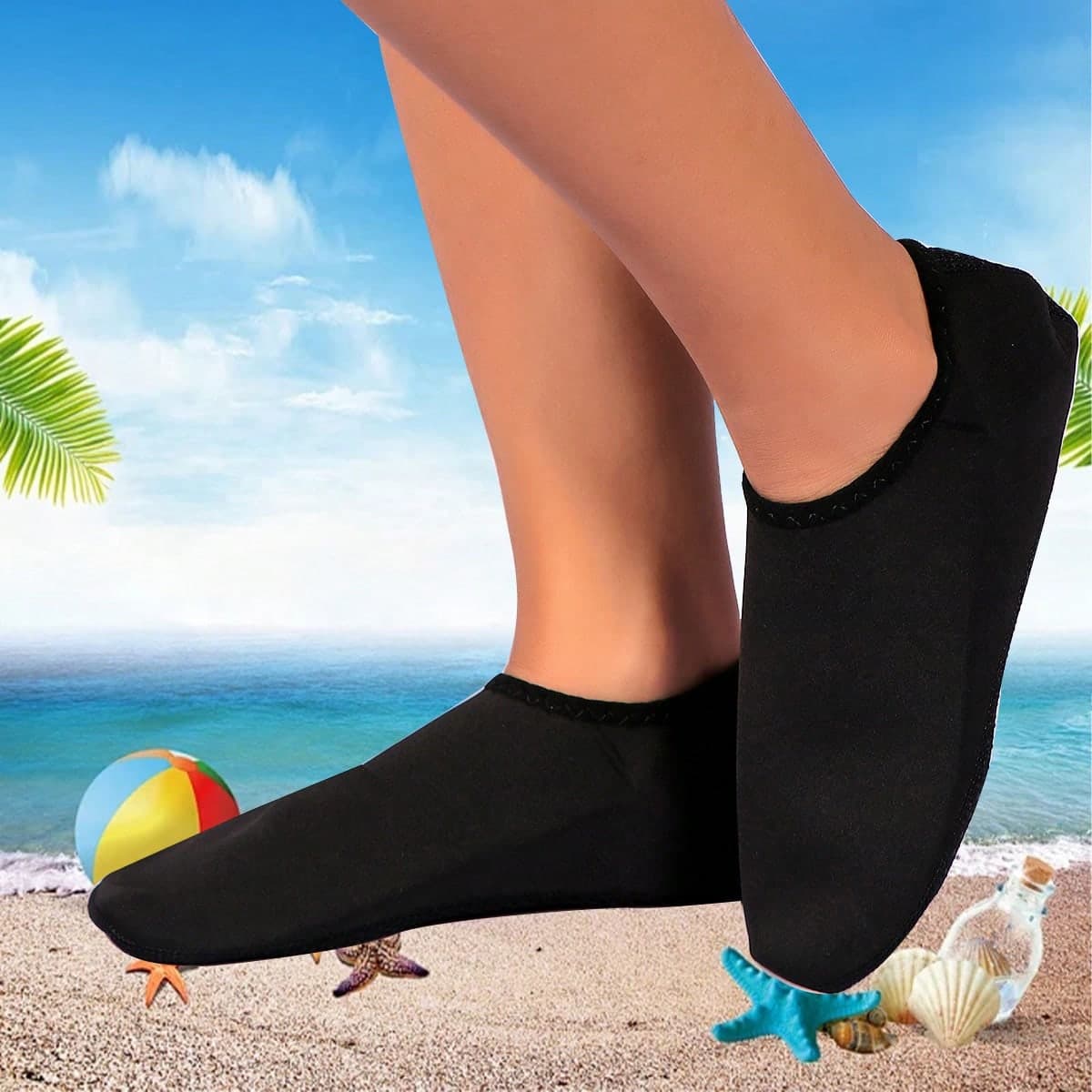 1 paire Chaussettes de plage unisexe pour la plongée, la plongée avec tuba, le rafting, la natation, chaussures d'eau douces et respectueuses de la